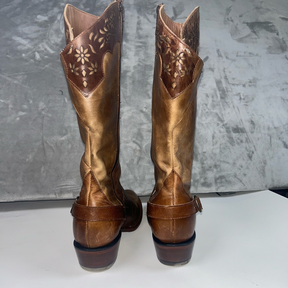 Red Hawk Austria vintage tan floral leather boots - Picture 5 of 13